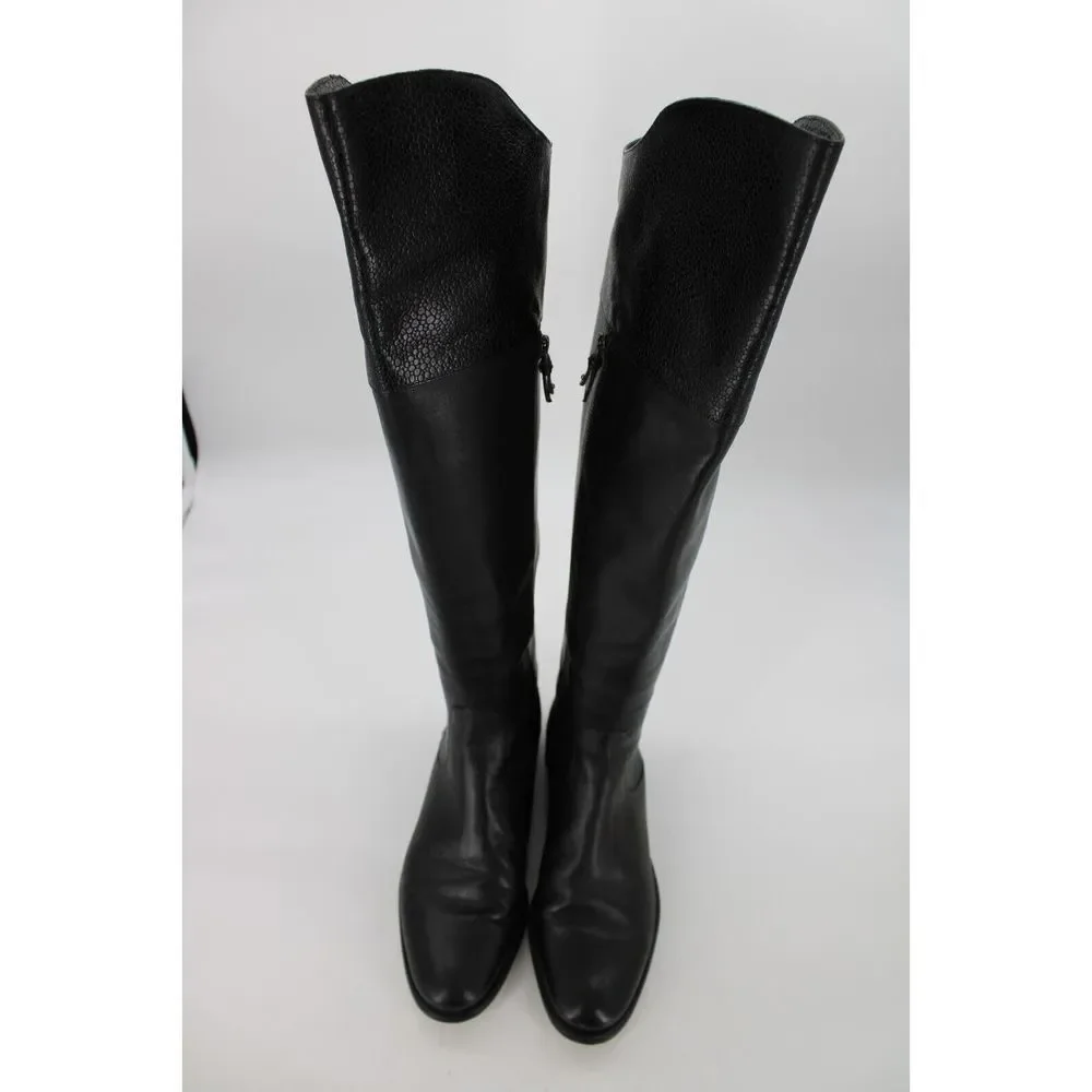 Black Women's Tall Leather Riding Boots
